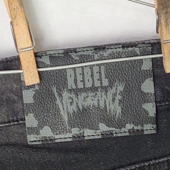 Rebel Vengeance Men's Low Rise Flare Two Tone Distressed Jeans - Size 34 - Picture 12 of 15